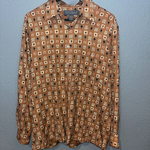 TORI RICHARD 100% SILK Tropical Rare Long Sleeve Button Down Shirt -EUC -Men's M